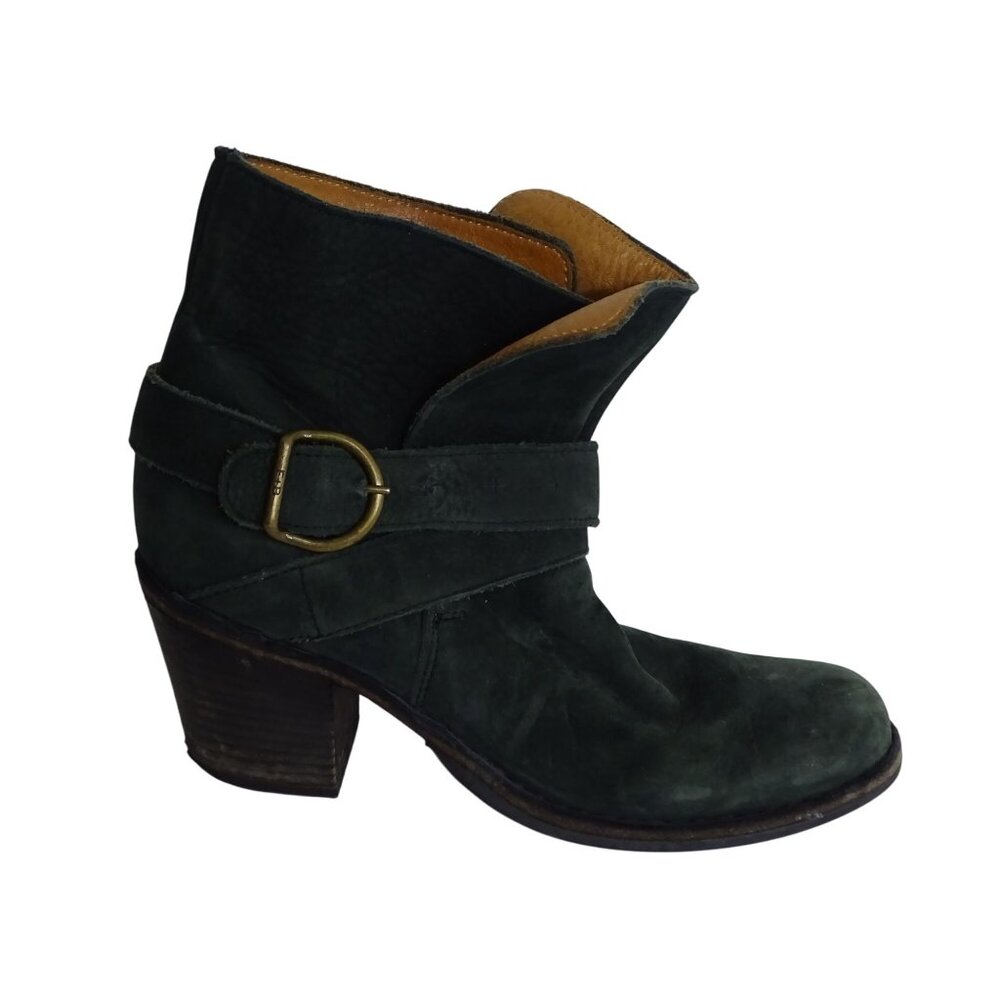 Fiorentini Baker Ankle Boots Womens Size 35  US 5 Green Suede Leather FLAW